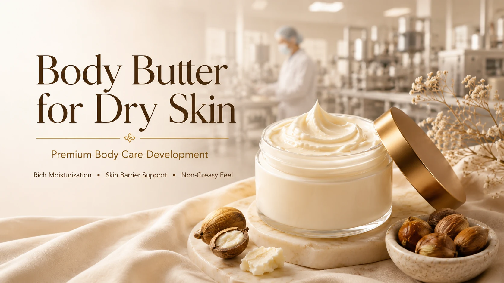 Body butter for dry skin developed for premium private label body care Body butter for dry skin developed for premium private label body care